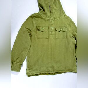 Boys Gap Size 6-7 Small Army  Green Button Pocket Hoodie Shirt